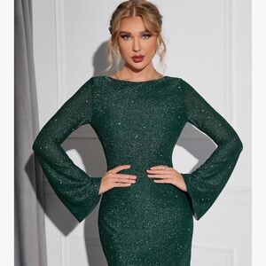 Amazon Sparkling Green Long Sleeve Dress